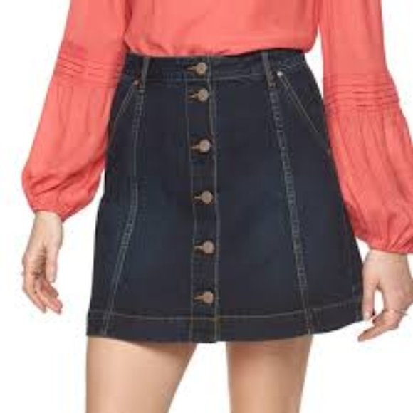 LC Lauren Conrad Dresses & Skirts - Lauren Conrad Denim Button Front Mini Skirt, 6